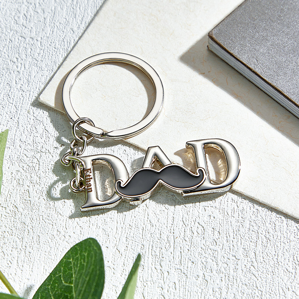 Porte-clés Fête Des Pères, Porte-clés Personnalisé Avec Nom, Porte-clés En Métal, Cadeau Pour Papa - MyFaceSocksFR
