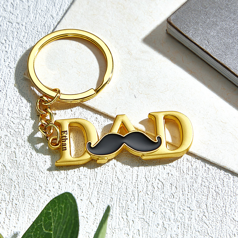 Porte-clés Fête Des Pères, Porte-clés Personnalisé Avec Nom, Porte-clés En Métal, Cadeau Pour Papa - MyFaceSocksFR