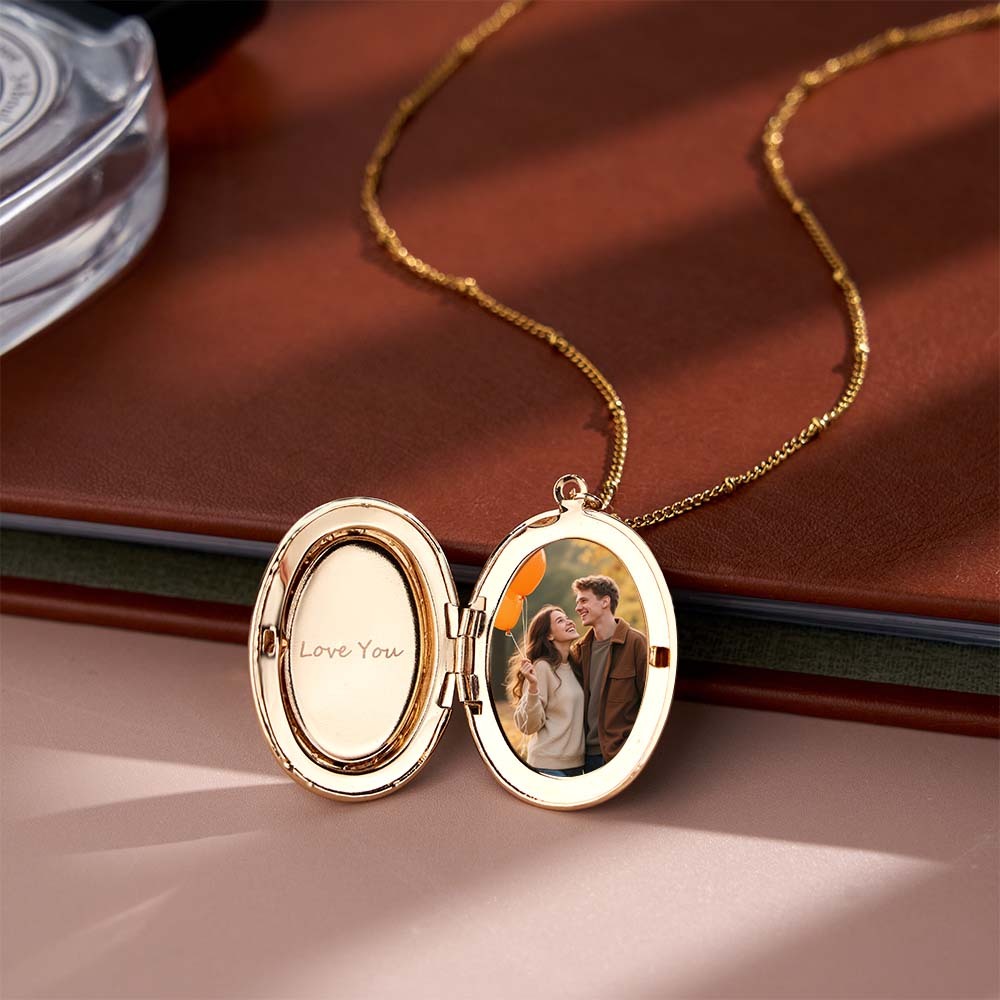 Collier Médaillon De Fleur De Naissance Personnalisé Avec Photo, Bouquet Gravé Personnalisé, Souvenir Commémoratif, Cadeau De Noël, De Saint-valentin - MyFaceSocksFR