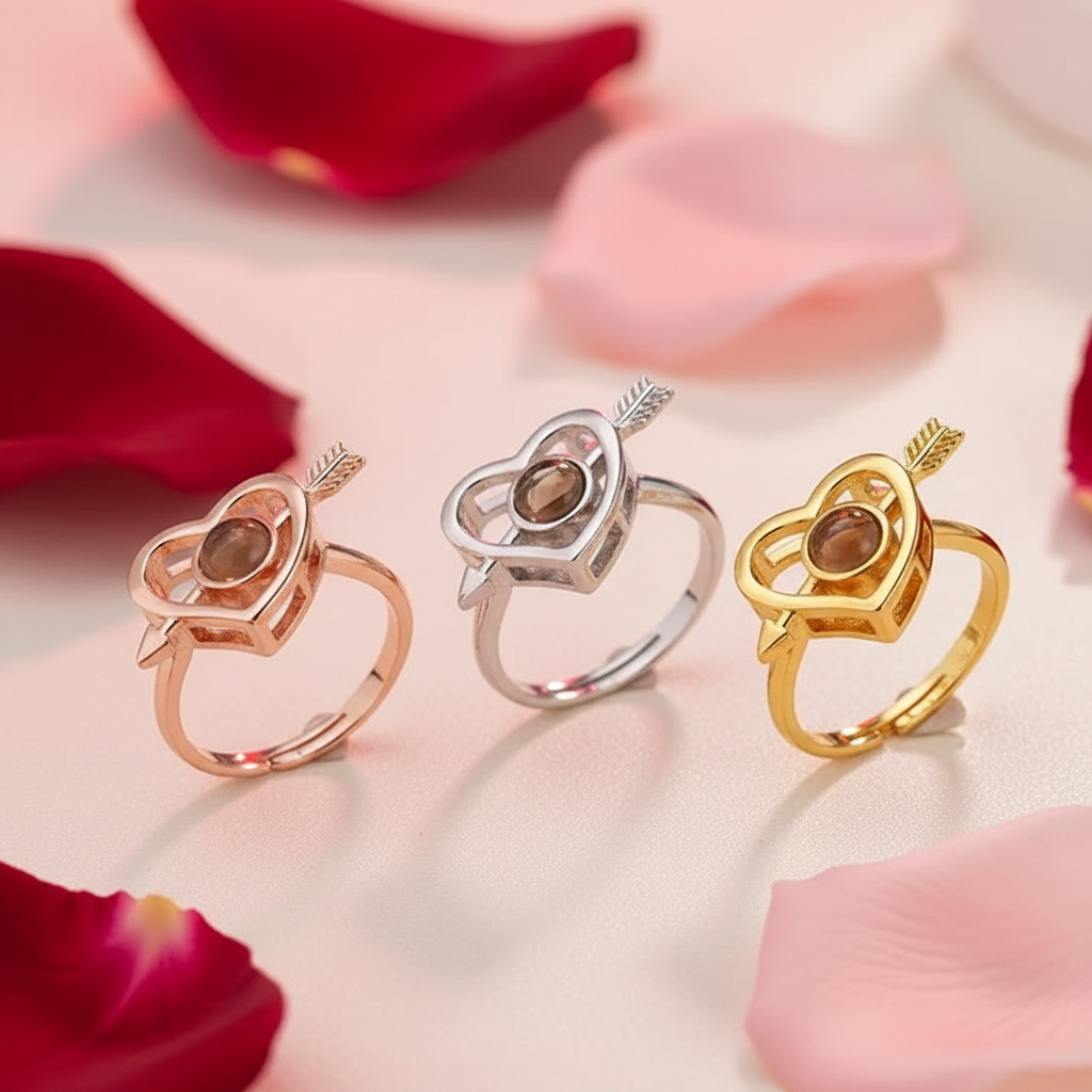 Bague En Forme De Cœur Avec Photo Personnalisée - Idée Cadeau Pour La Saint-valentin