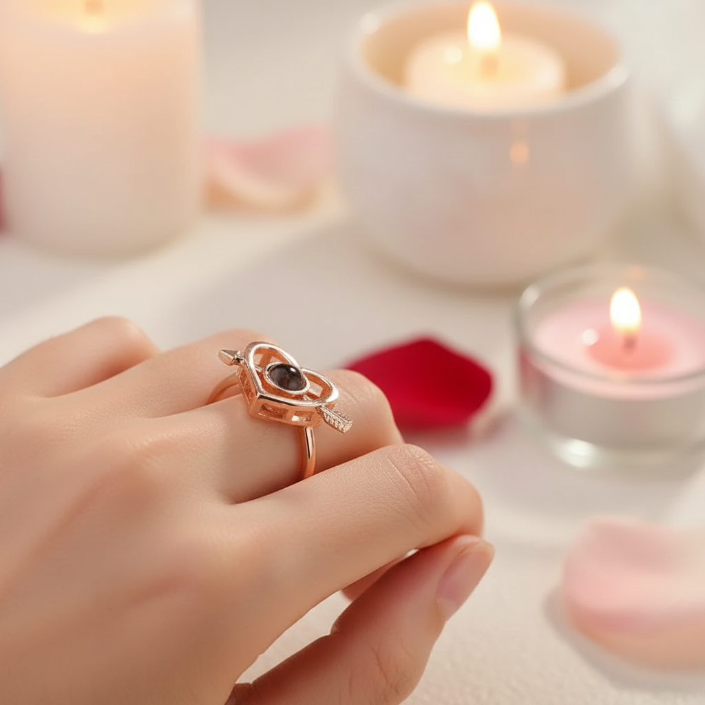 Bague En Forme De Cœur Avec Photo Personnalisée - Idée Cadeau Pour La Saint-valentin