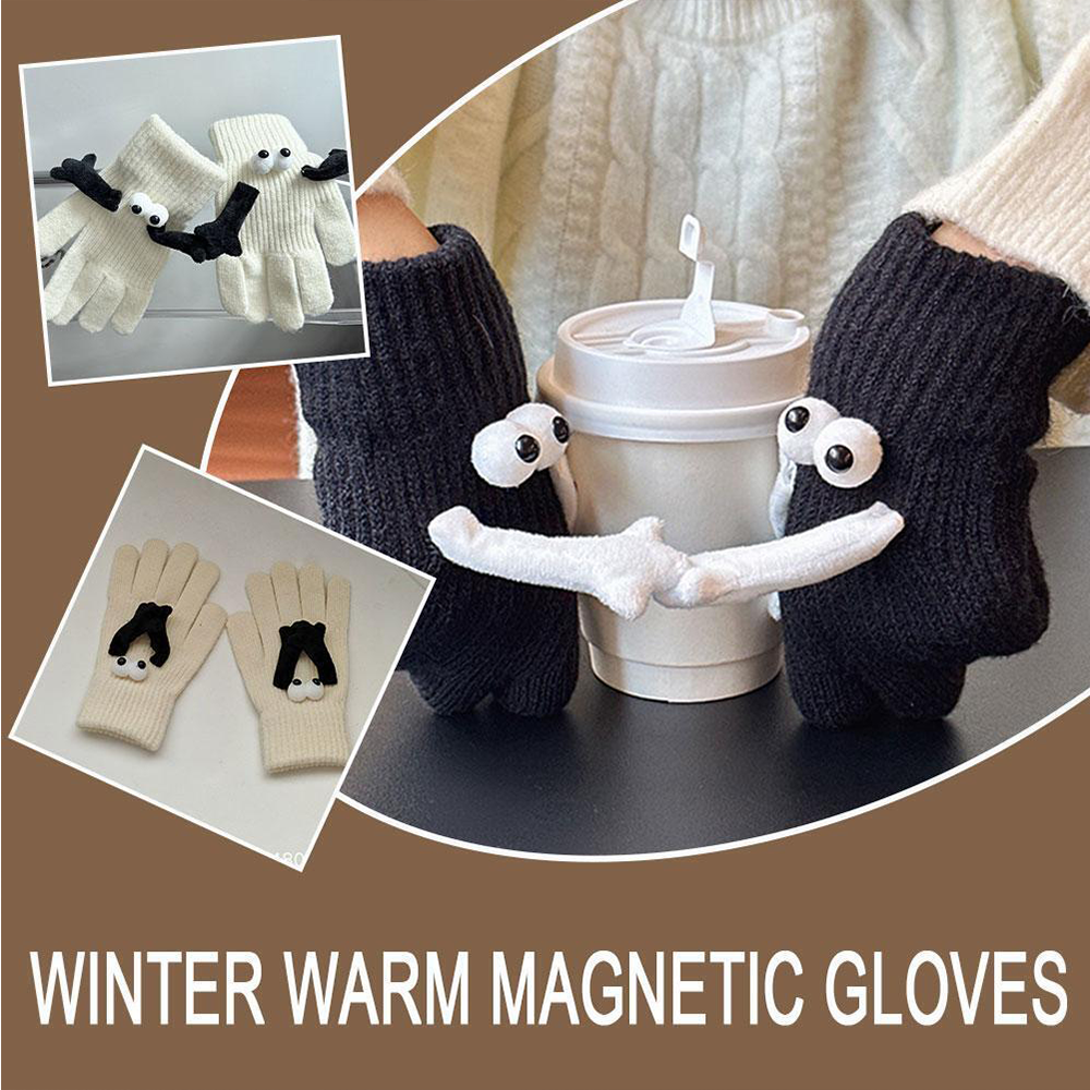 Gants Magnétiques Chauds D'hiver Pour Femmes, 1 Paire, Chauffe-mains Pour Écran Tactile, Cadeau De Noël Pour Petite Amie - VisageChaussettes