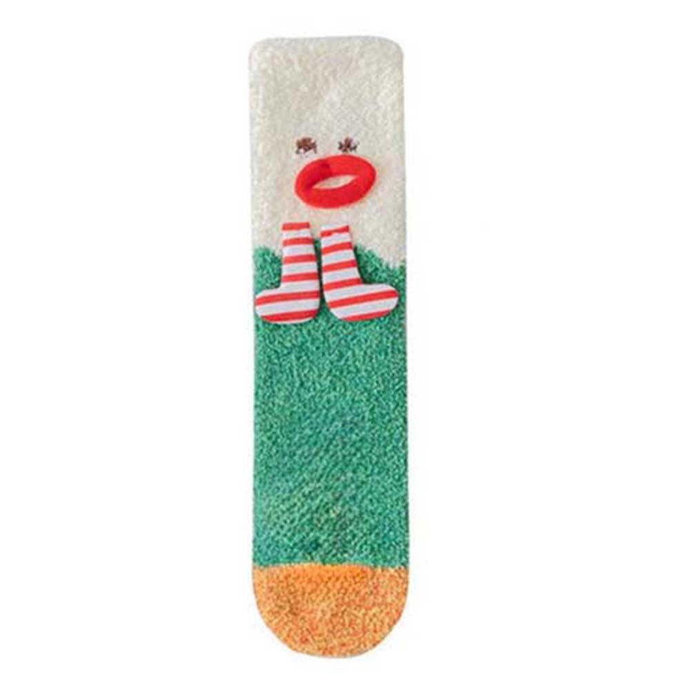 Chaussettes De Noël En Peluche Polaire Pour Femmes, Chaussettes De Sol D'hiver Pour La Maison, Cadeaux De Noël - VisageChaussettes