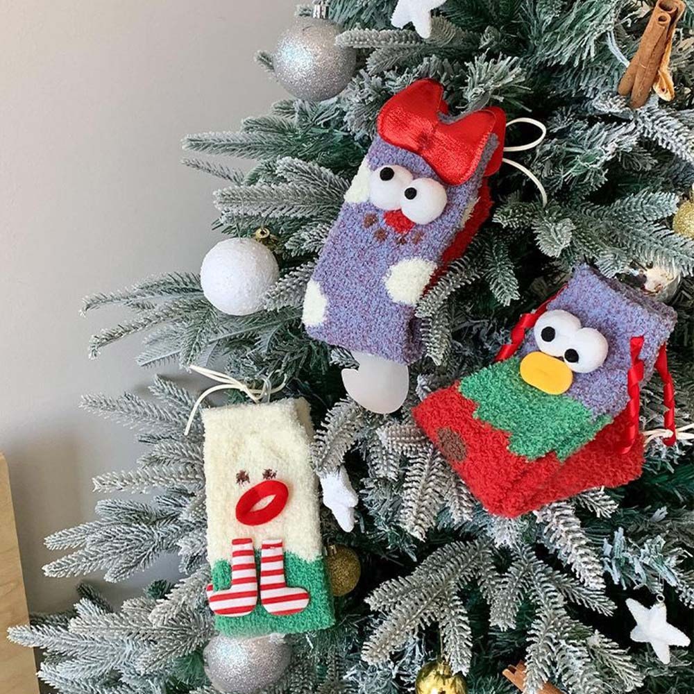 Chaussettes De Noël En Peluche Polaire Pour Femmes, Chaussettes De Sol D'hiver Pour La Maison, Cadeaux De Noël - VisageChaussettes