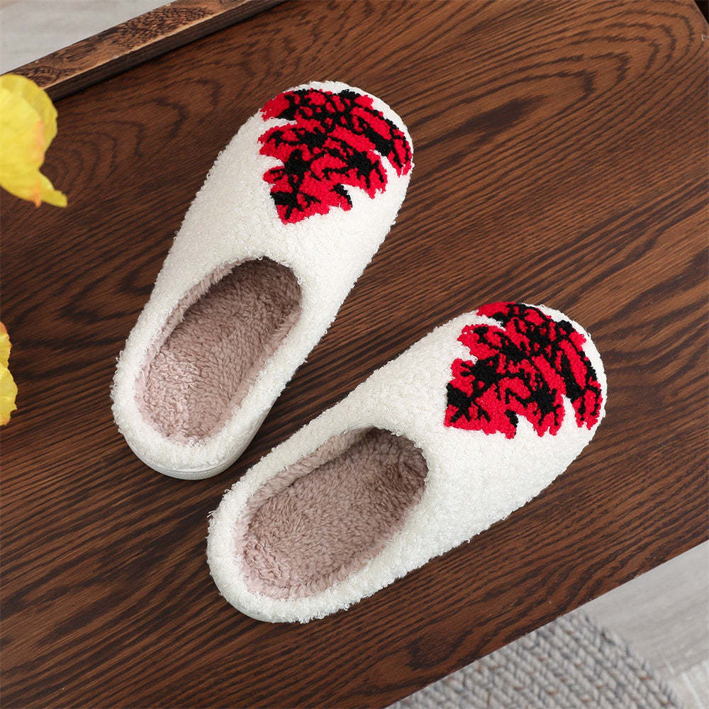 Pantoufles De Noël Chaussures D'arbre De Noël Rouges Pantoufles En Coton Pour La Maison - VisageChaussettes