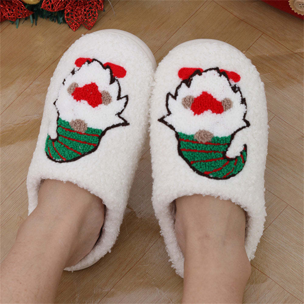 Pantoufles De Noël, Chaussures Naines Sans Visage, Pantoufles En Coton Pour La Maison - VisageChaussettes