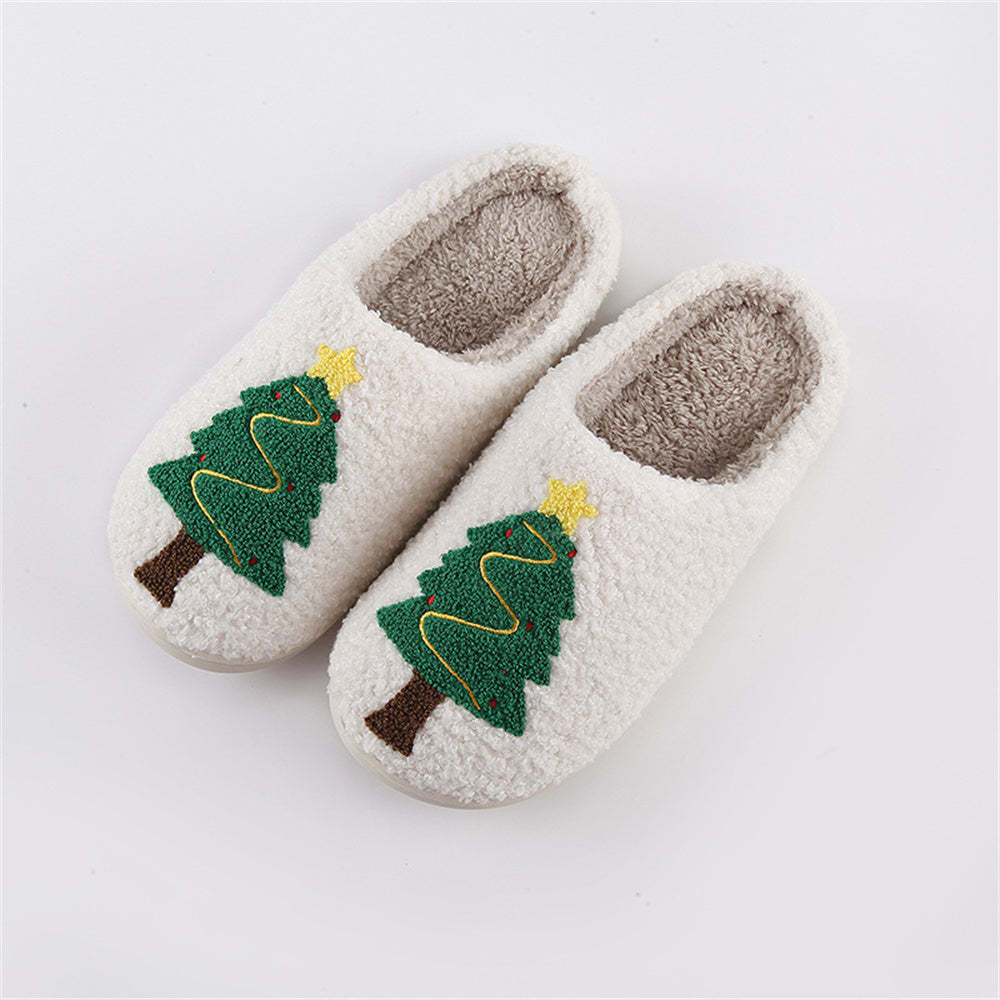 Pantoufles De Noël Chaussures D'arbre De Noël Pantoufles En Coton Pour La Maison - VisageChaussettes