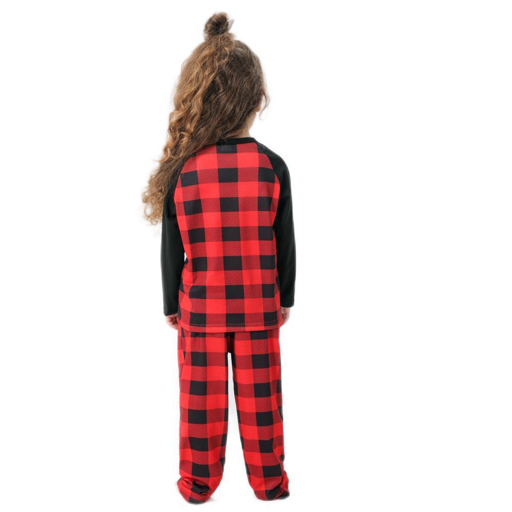 Cadeaux Pour Enfants, Ensembles De Pyjamas De Noël Vêtements De Nuit De Fête - Élan Noir Rouge - VisageChaussettes