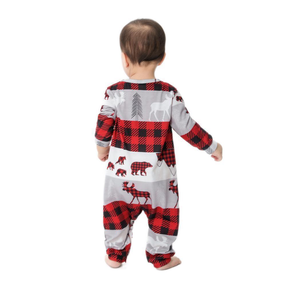 Pyjama Familial Assorti Ensembles Vêtements De Nuit De Fête De Noël - Elk Gris - VisageChaussettes