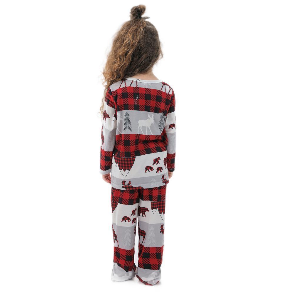 Pyjama Familial Assorti Ensembles Vêtements De Nuit De Fête De Noël - Elk Gris - VisageChaussettes