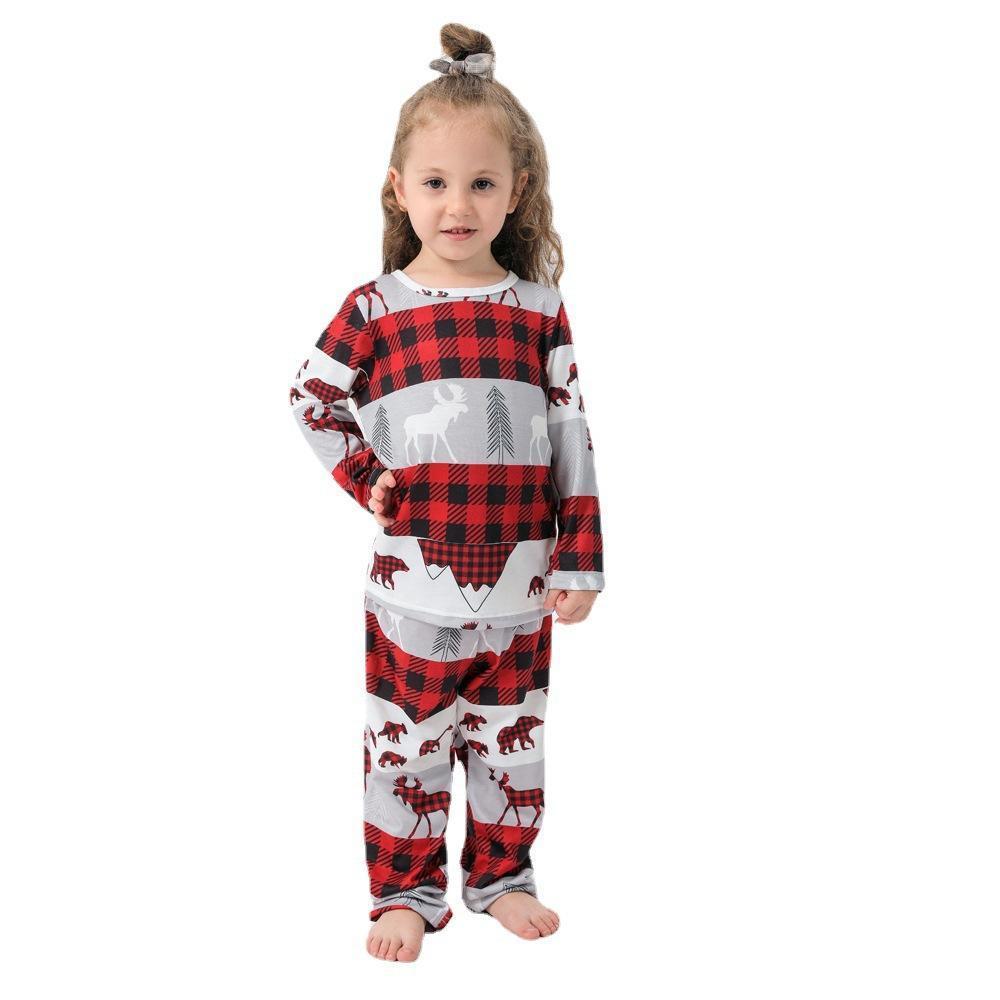 Pyjama Familial Assorti Ensembles Vêtements De Nuit De Fête De Noël - Elk Gris - VisageChaussettes