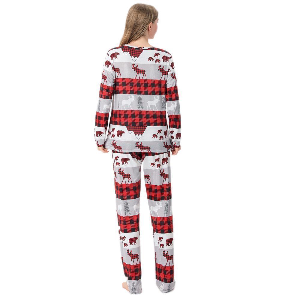 Pyjama Familial Assorti Ensembles Vêtements De Nuit De Fête De Noël - Elk Gris - VisageChaussettes