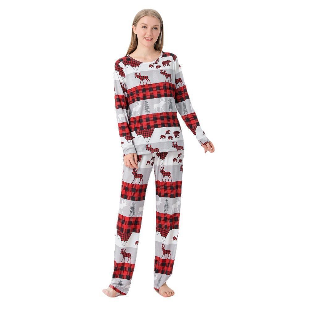 Pyjama Familial Assorti Ensembles Vêtements De Nuit De Fête De Noël - Elk Gris - VisageChaussettes