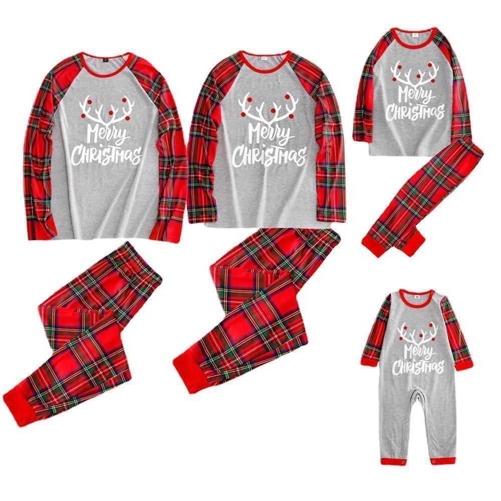 Ensembles De Pyjamas De Famille Assortis Vêtements De Nuit De Fête De Noël - Joyeux Noël - VisageChaussettes
