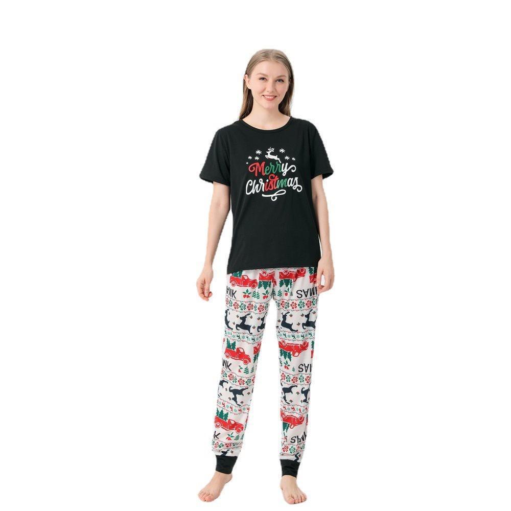 Ensembles De Pyjamas De Famille Assortis Vêtements De Nuit De Fête De Noël - Élan De Noël - VisageChaussettes