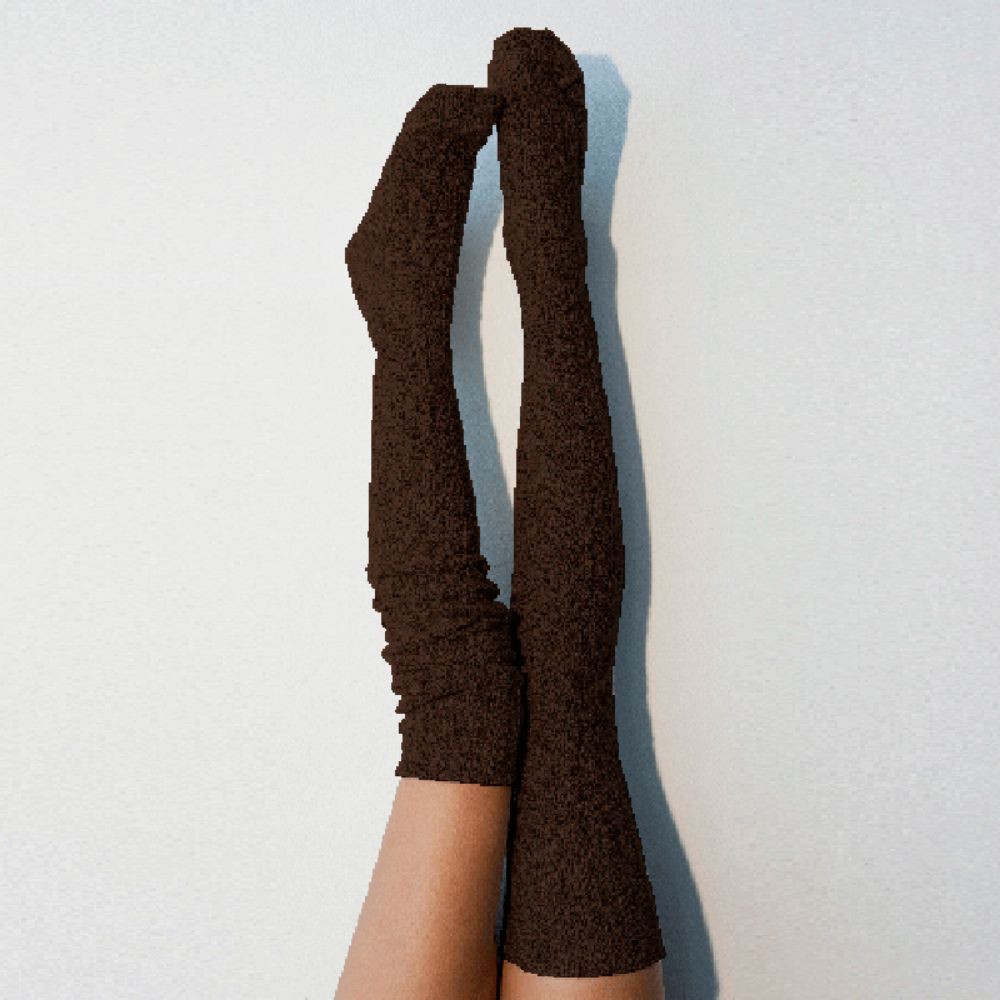 Jambières D'hiver Pour Femmes Bas De Couleur Unie Tricotés Sur Les Chaussettes Au Genou - VisageChaussettes