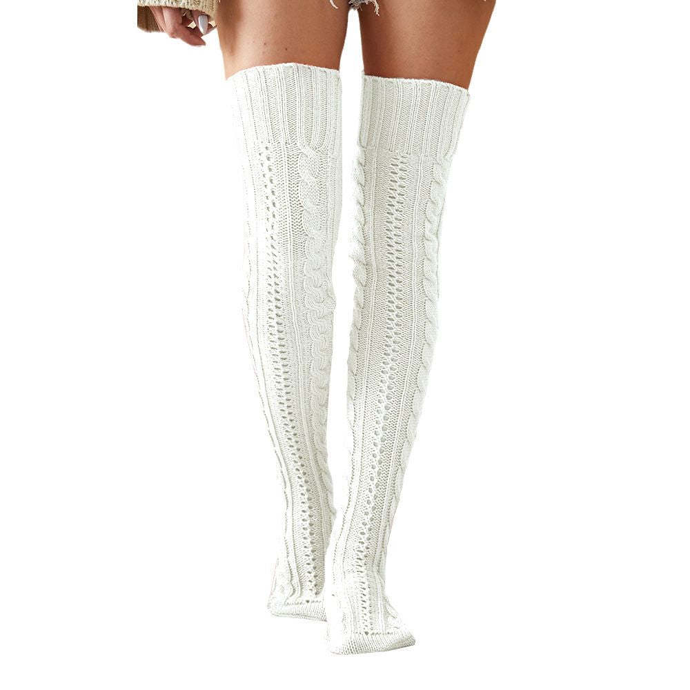 Femmes Hiver Jambières Tricoté Jacquard Bas Sur Le Genou Chaussettes Sol Chaussettes Pile Chaussettes - VisageChaussettes