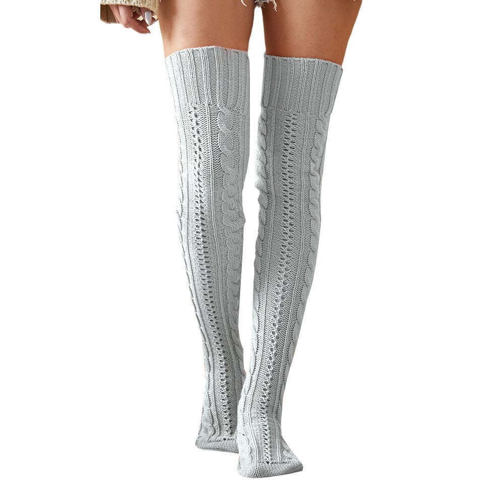 Femmes Hiver Jambières Tricoté Jacquard Bas Sur Le Genou Chaussettes Sol Chaussettes Pile Chaussettes - VisageChaussettes