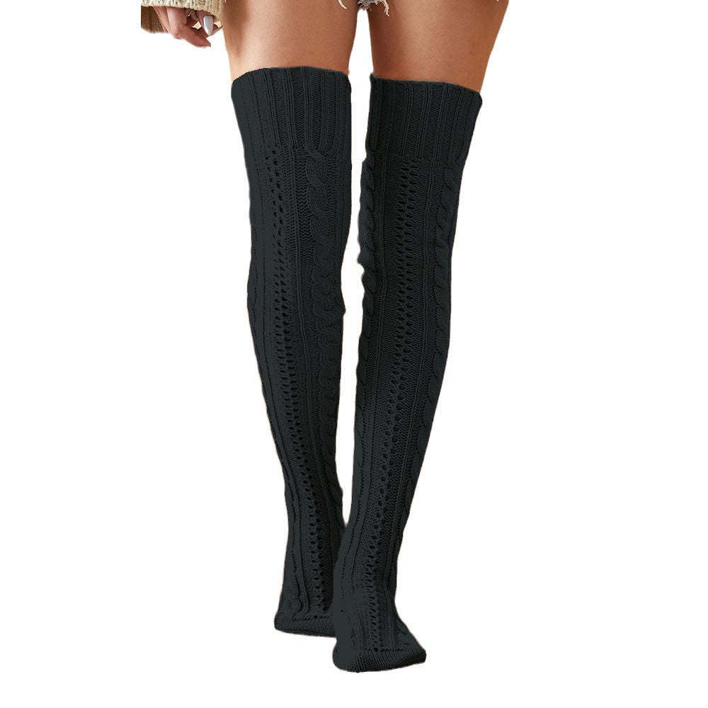 Femmes Hiver Jambières Tricoté Jacquard Bas Sur Le Genou Chaussettes Sol Chaussettes Pile Chaussettes - VisageChaussettes