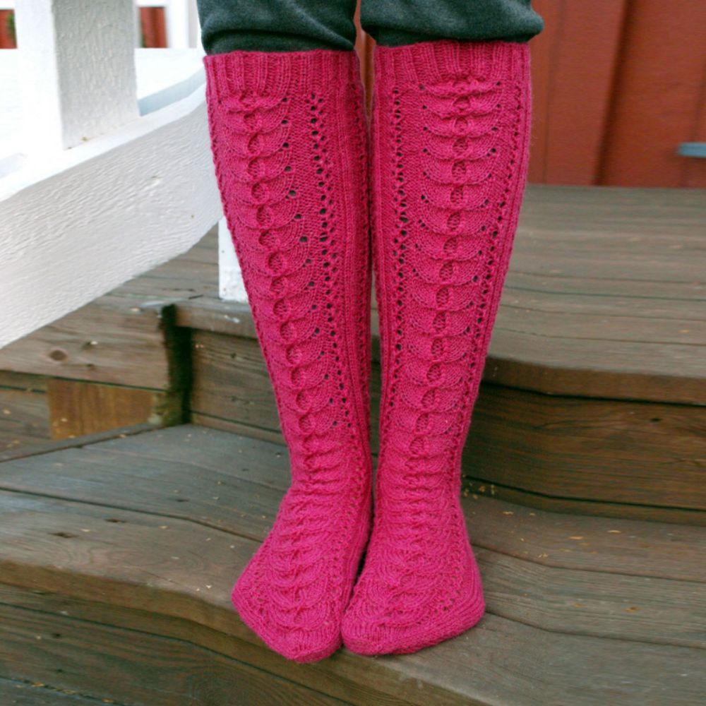 Chaussettes À Poils Tricotés À Tube Moyen En Maille Creuse De Couleur Unie Pour Femmes - VisageChaussettes