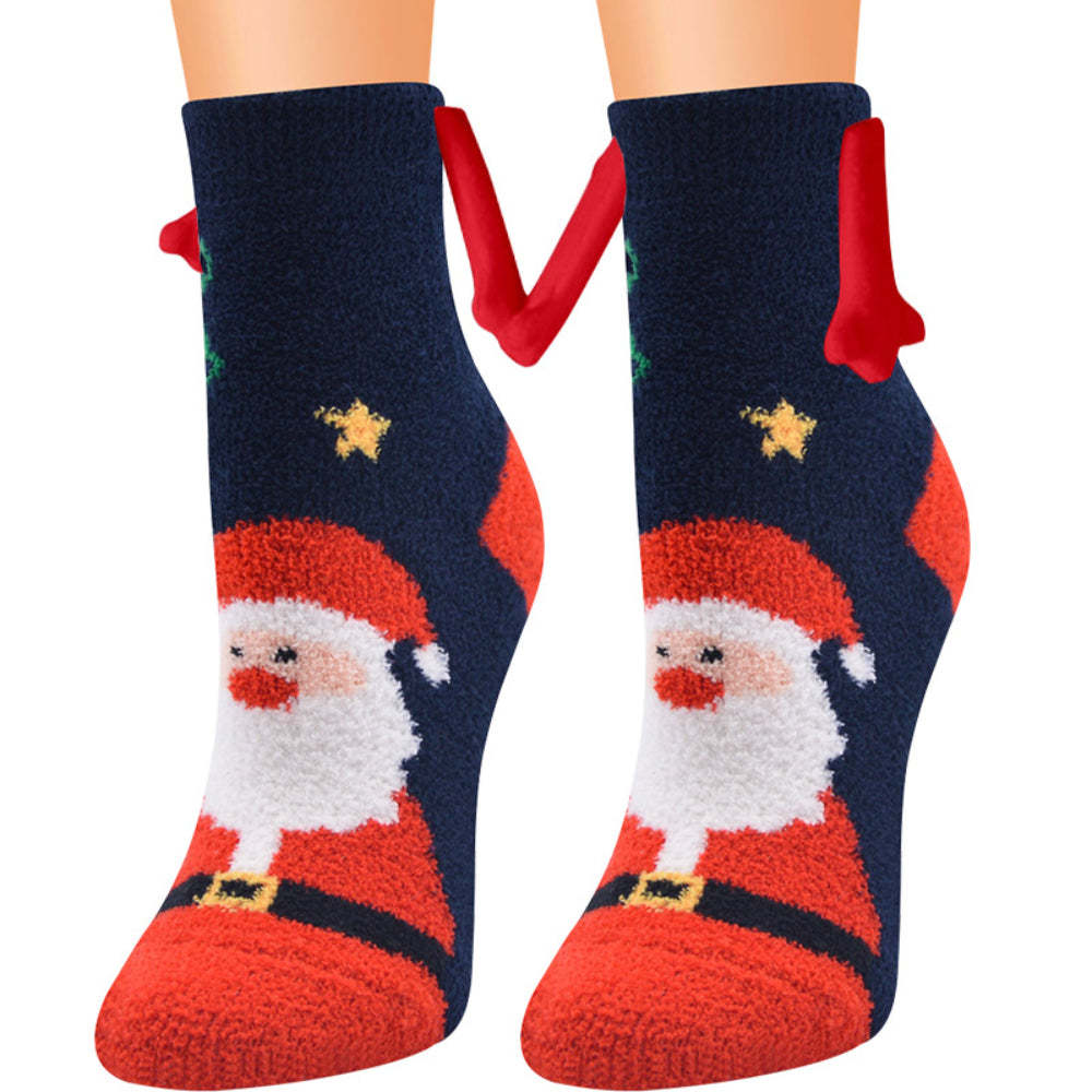 Chaussettes De Noël Tenant Les Mains Chaussettes Magnétiques Main Dans La Main Cadeaux De Noël Uniques - VisageChaussettes