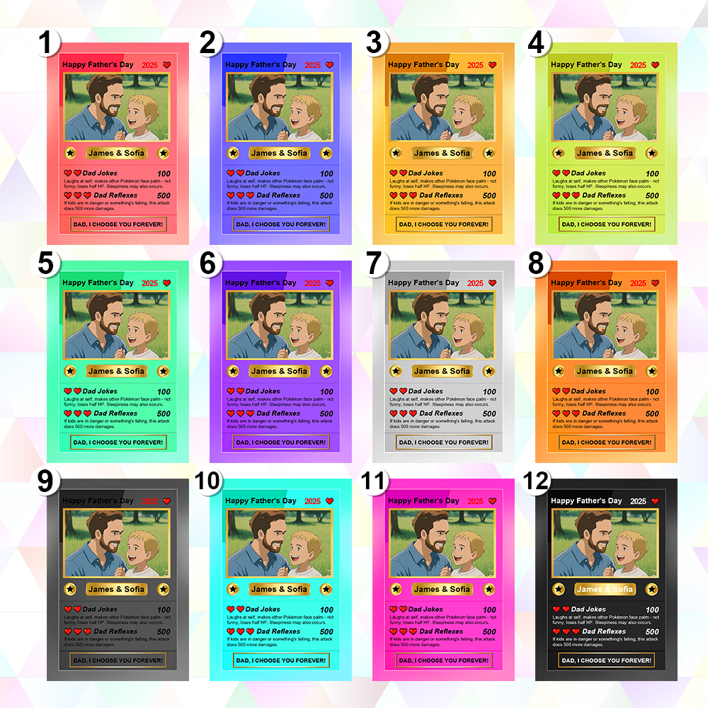 Cartes Anime Personnalisées Pour La Fête Des Pères, Carte De Poker Photo Personnalisée, Idée Cadeau Pour Un Être Cher - MyFaceSocksFR
