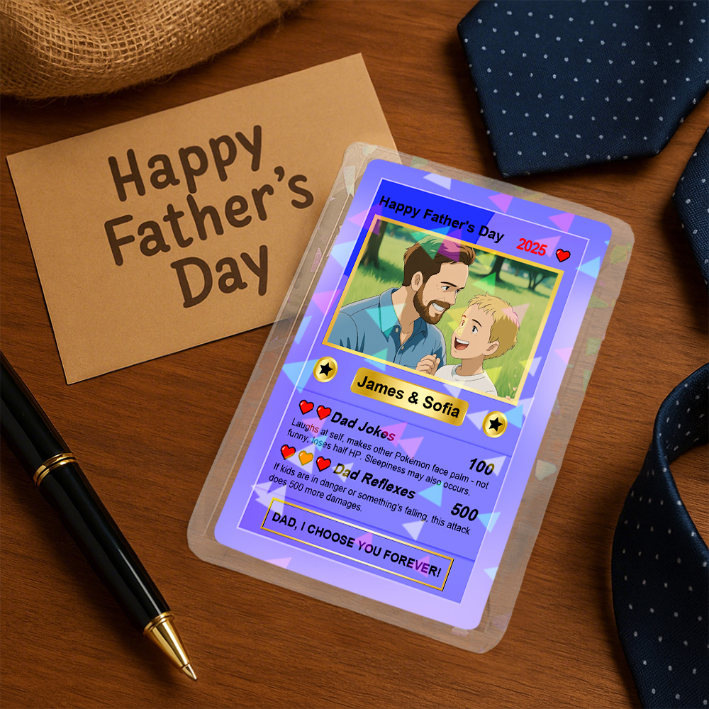 Cartes Anime Personnalisées Pour La Fête Des Pères, Carte Photo Anime Personnalisée, Cadeau Pour La Fête Des Pères Pour Papa, Cadeau Pour Mari - MyFaceSocksFR