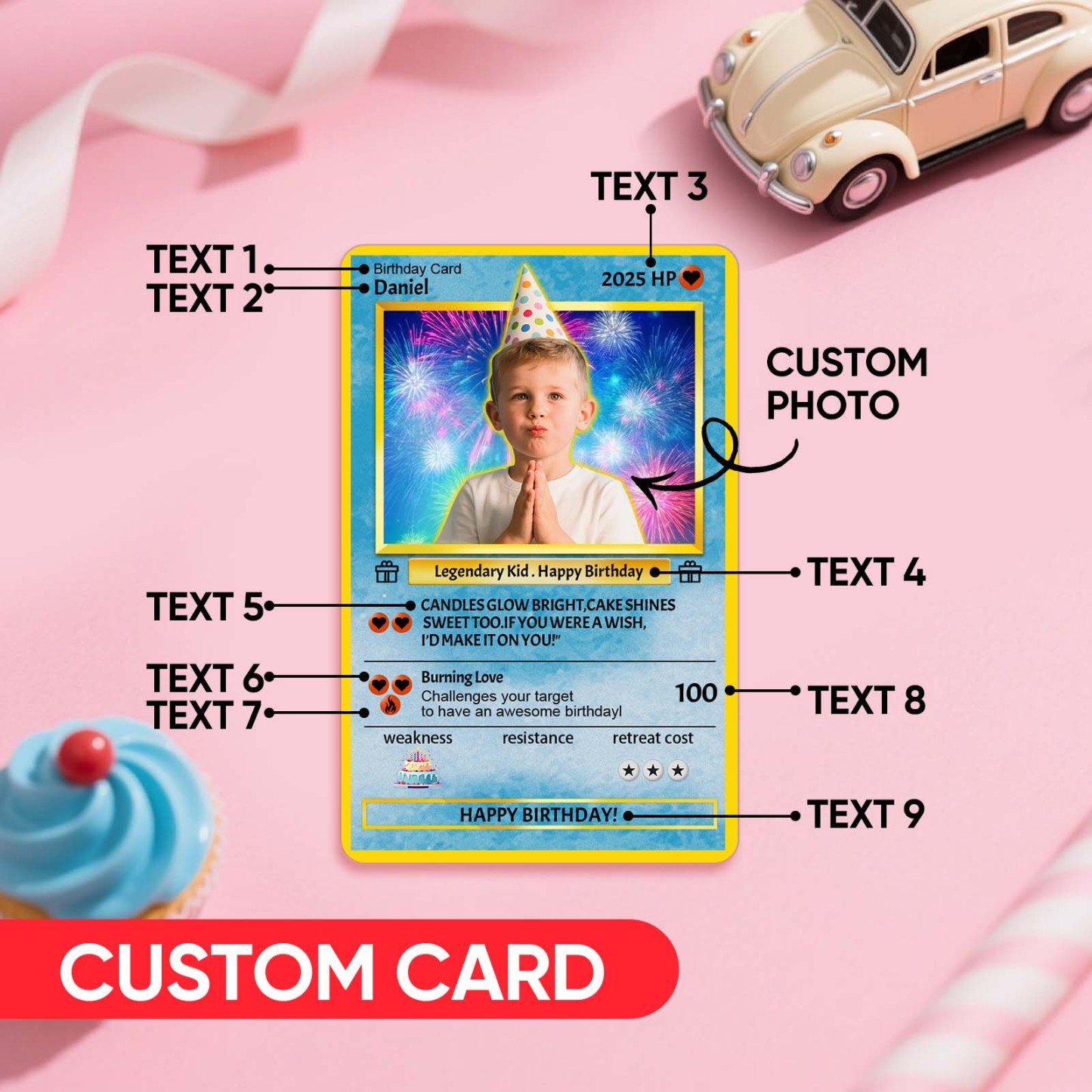 Cartes D'anniversaire Personnalisées De Dessin Animé, Carte Personnalisée Pour Cadeau D'anniversaire D'enfant, Cadeau De Petit Ami, Souvenir D'anniversaire, Carte De Vœux D'anniversaire - MyFaceSocksFR