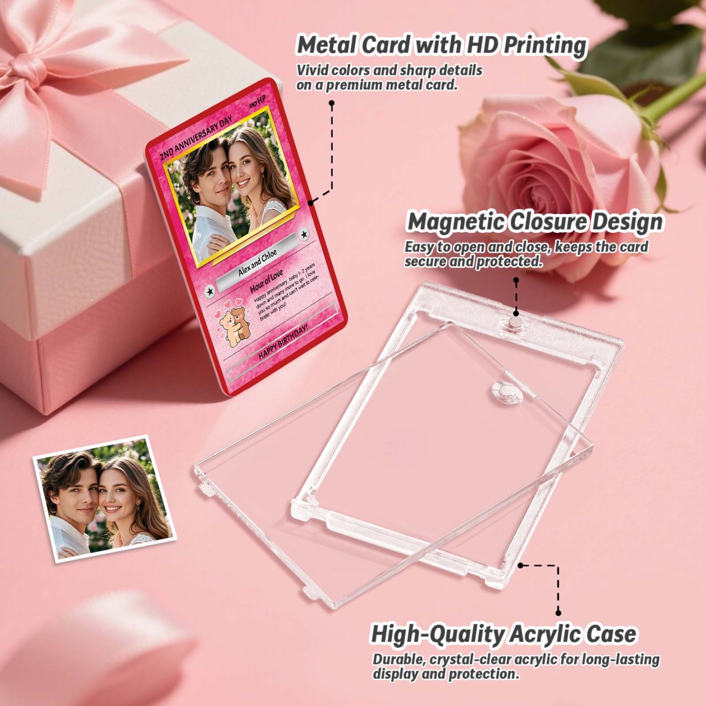 Cartes Photo Personnalisées Pour Couple, Carte Personnalisée Pour Petit Ami, Cadeau D'anniversaire, Souvenir, Carte Happy Poke - MyFaceSocksFR