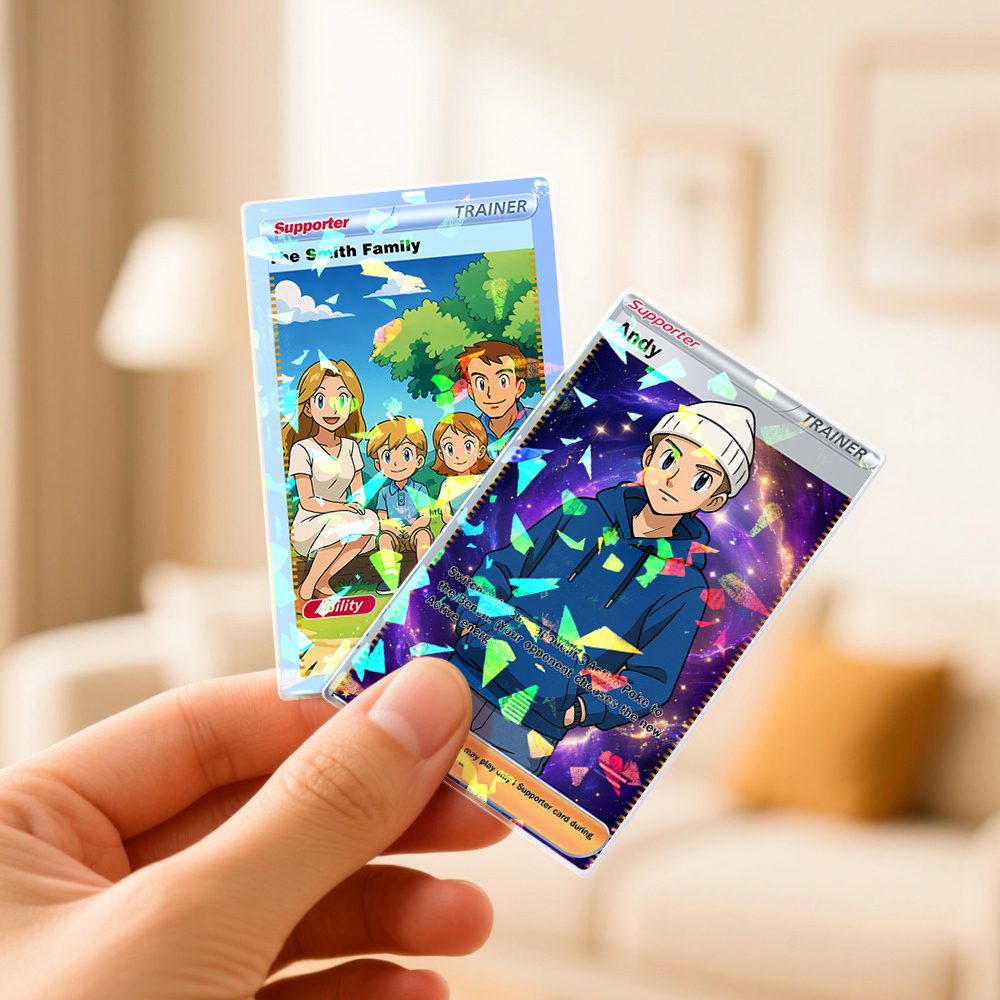 Carte De Jeu D'anime Personnalisée, Carte À Collectionner Personnalisée Avec Votre Photo Et Votre Nom | Cadeau Unique Pour Les Fans Et Les Couples, Cadeaux De Noël - MyFaceSocksFR