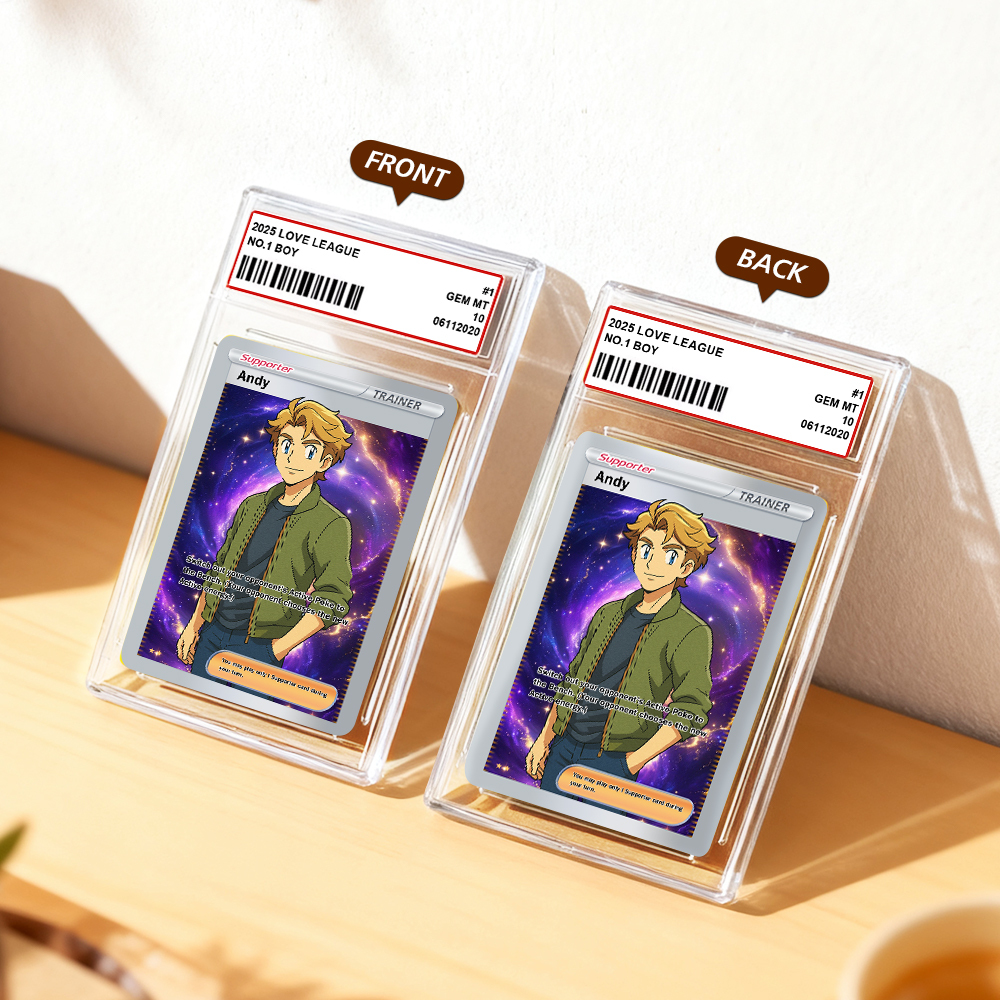 Carte De Jeu D'anime Personnalisée, Carte À Collectionner Personnalisée Avec Votre Photo Et Votre Nom | Cadeau Unique Pour Les Fans Et Les Couples, Cadeaux De Noël - MyFaceSocksFR