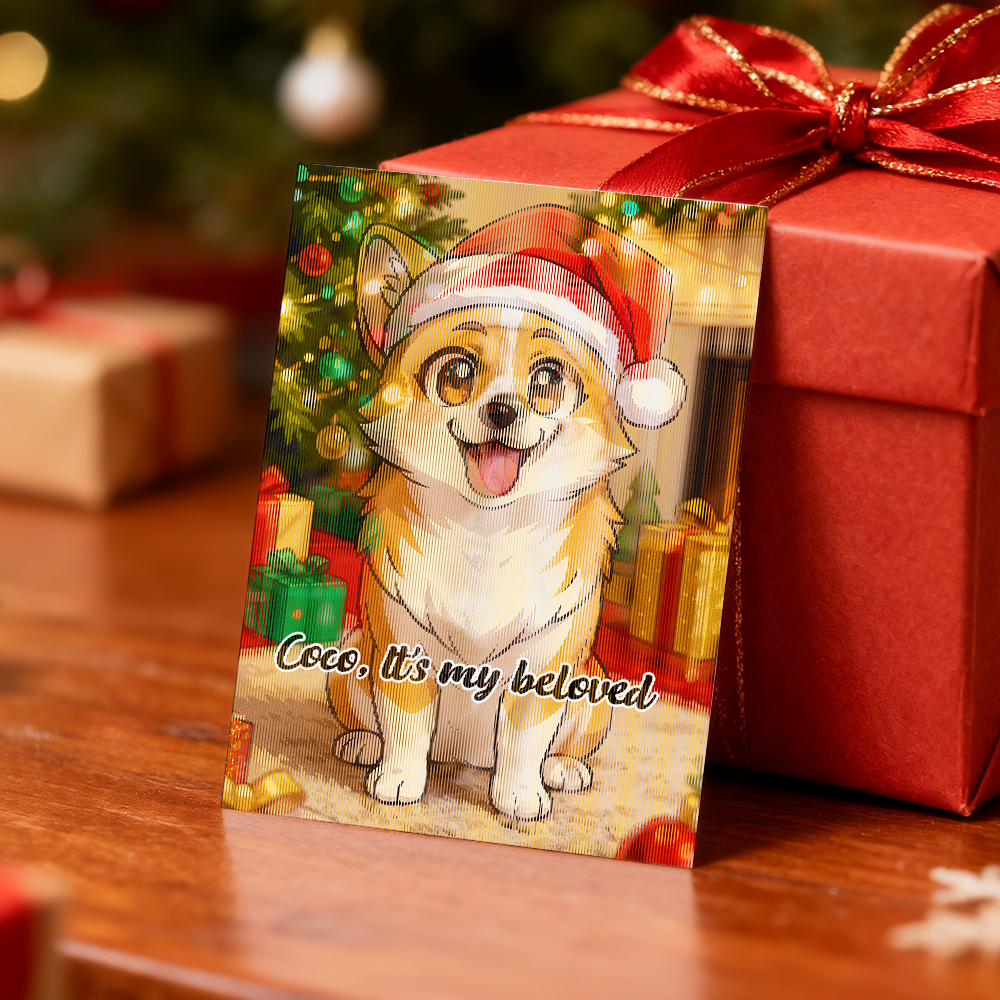 Carte Lenticulaire Personnalisée Avec Photo De Noël Style Anime - Cadeau De Noël Et Carte De Vœux - MyFaceSocksFR
