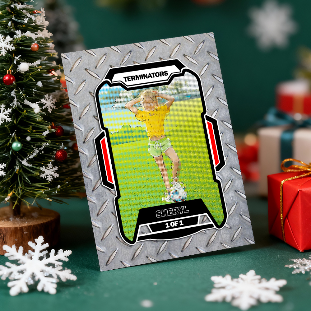 Carte Lenticulaire Personnalisée Avec Photo De Noël Style Anime - Cadeau De Noël Et Carte De Vœux - MyFaceSocksFR