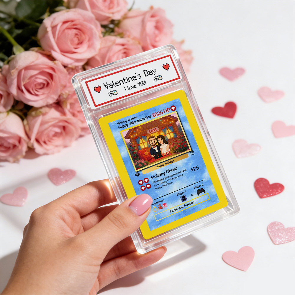 Carte De Saint-valentin Personnalisée « Je Te Choisis » - Cadeau Pour Couple - Transformez Votre Photo En Une Carte De Collection Unique Style Pixel Man - Idée Cadeau Saint-valentin - MyFaceSocksFR