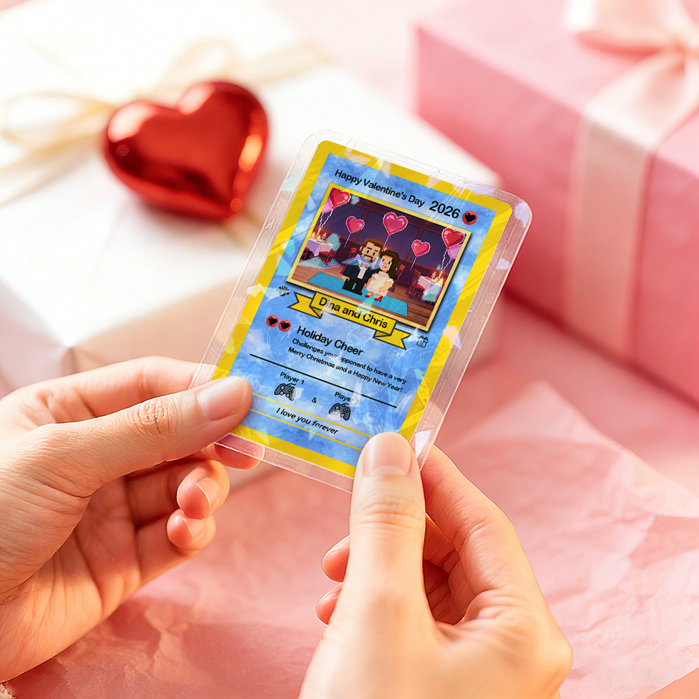 Carte De Saint-valentin Personnalisée « Je Te Choisis » - Cadeau Pour Couple - Transformez Votre Photo En Une Carte De Collection Unique Style Pixel Man - Idée Cadeau Saint-valentin - MyFaceSocksFR