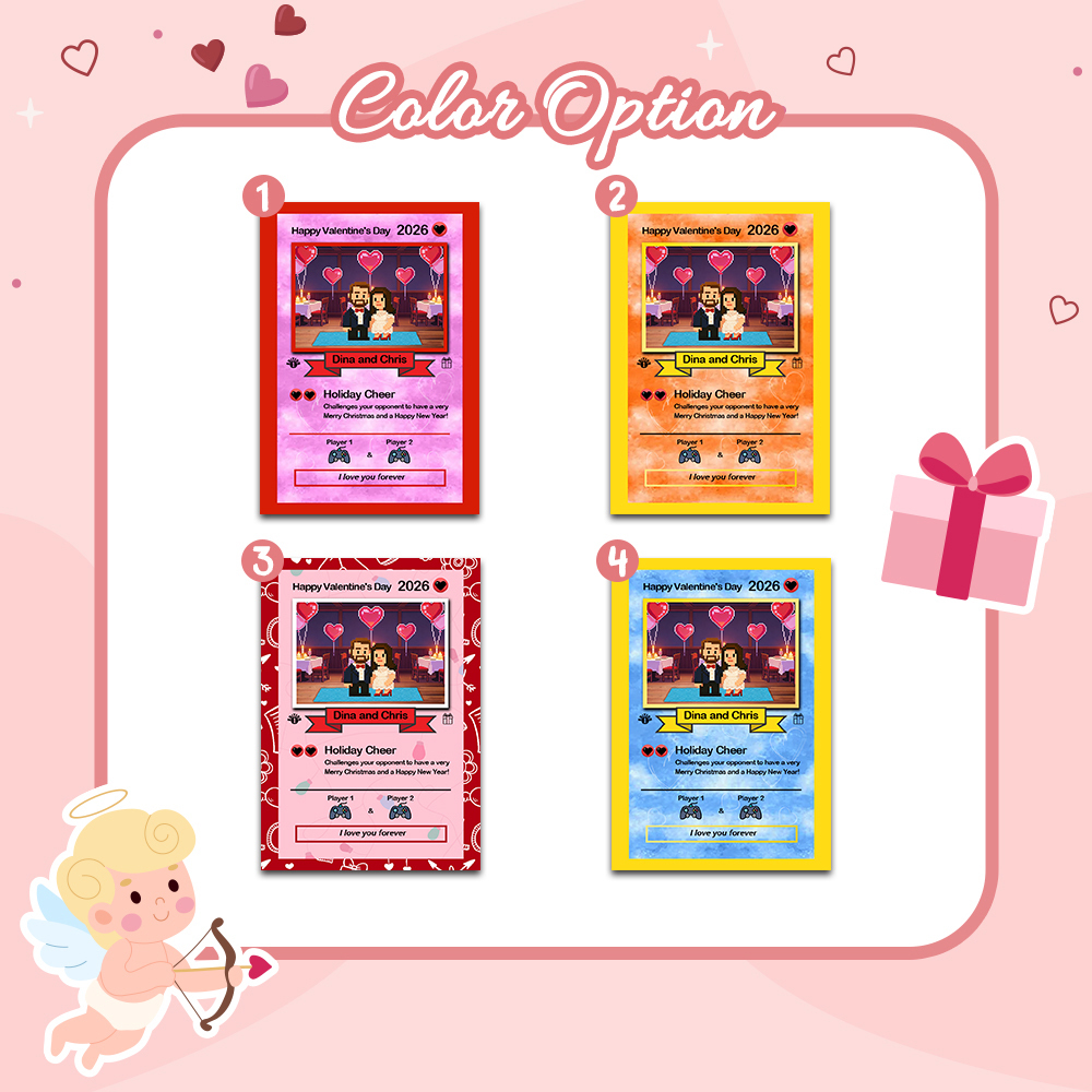 Carte De Saint-valentin Personnalisée « Je Te Choisis » - Cadeau Pour Couple - Transformez Votre Photo En Une Carte De Collection Unique Style Pixel Man - Idée Cadeau Saint-valentin - MyFaceSocksFR
