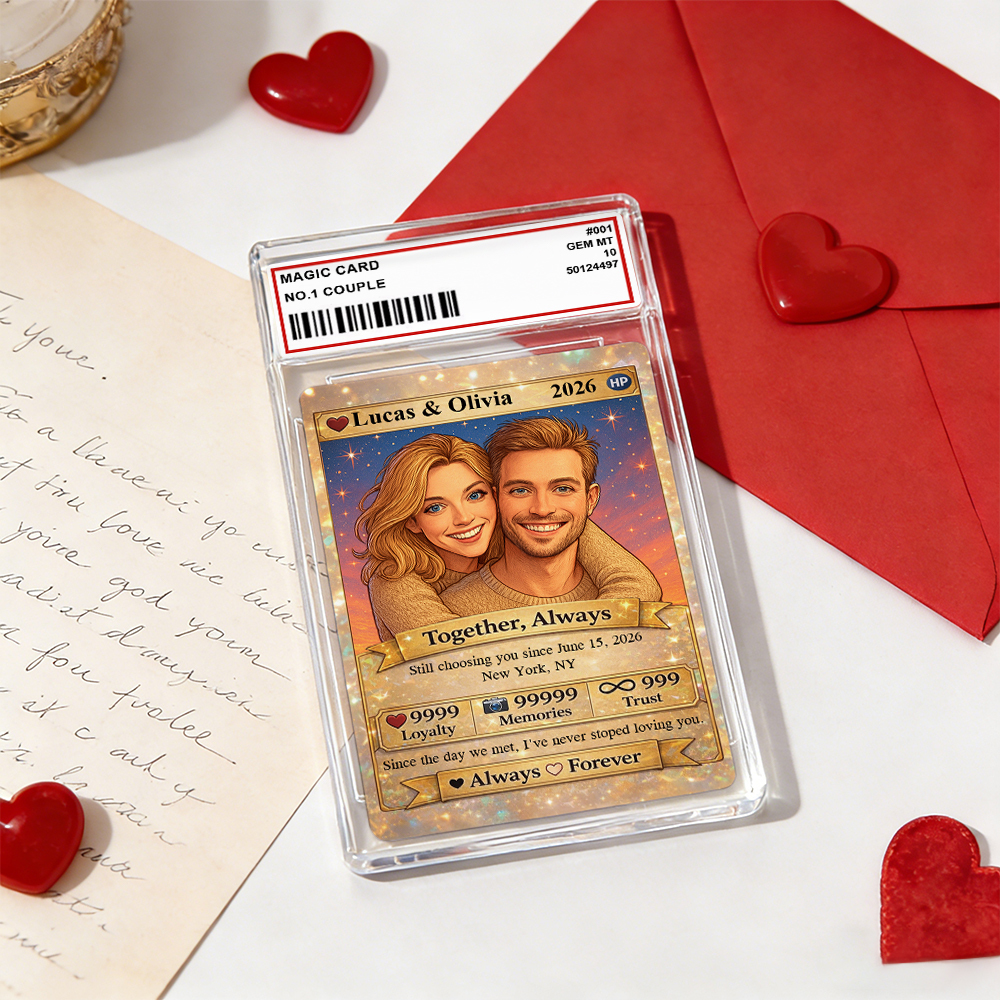 Carte De Saint-valentin Personnalisée Pour Couple, Carte D'anniversaire Personnalisée Avec Photo De Couple Style Anime, Cadeau Idéal Pour La Saint-valentin. - MyFaceSocksFR