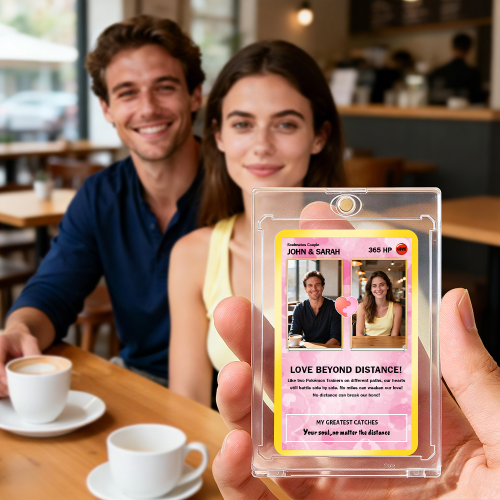 Carte Personnalisée Avec Photo Et Texte Pour Couples - Souvenir D'anniversaire - Cadeau « l'amour Au-delà De La Distance » - MyFaceSocksFR