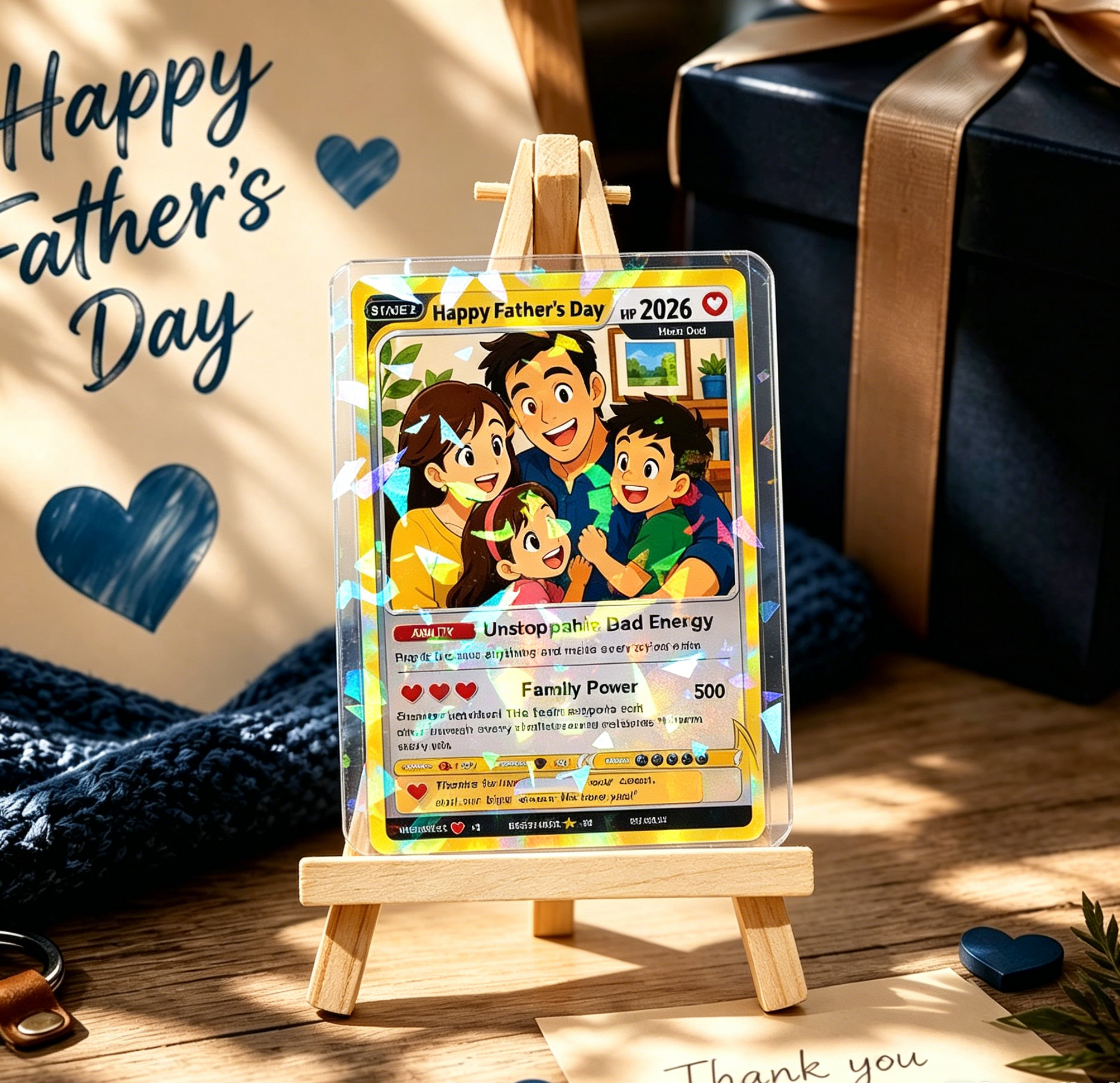 Cadeau De Carte à Collectionner Anime Happy Father’s Day Pour Papa, Carte De Collection Personnalisée Pour Fans D’anime, Cadeau Souvenir Personnalisé Pour La Fête Des Pères, Carte Pkm