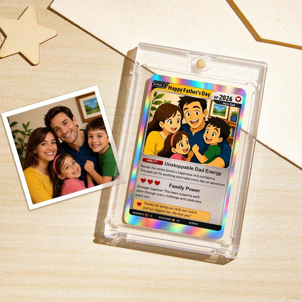 Cadeau De Carte à Collectionner Anime Happy Father’s Day Pour Papa, Carte De Collection Personnalisée Pour Fans D’anime, Cadeau Souvenir Personnalisé Pour La Fête Des Pères, Carte Pkm - MyFaceSocksFR