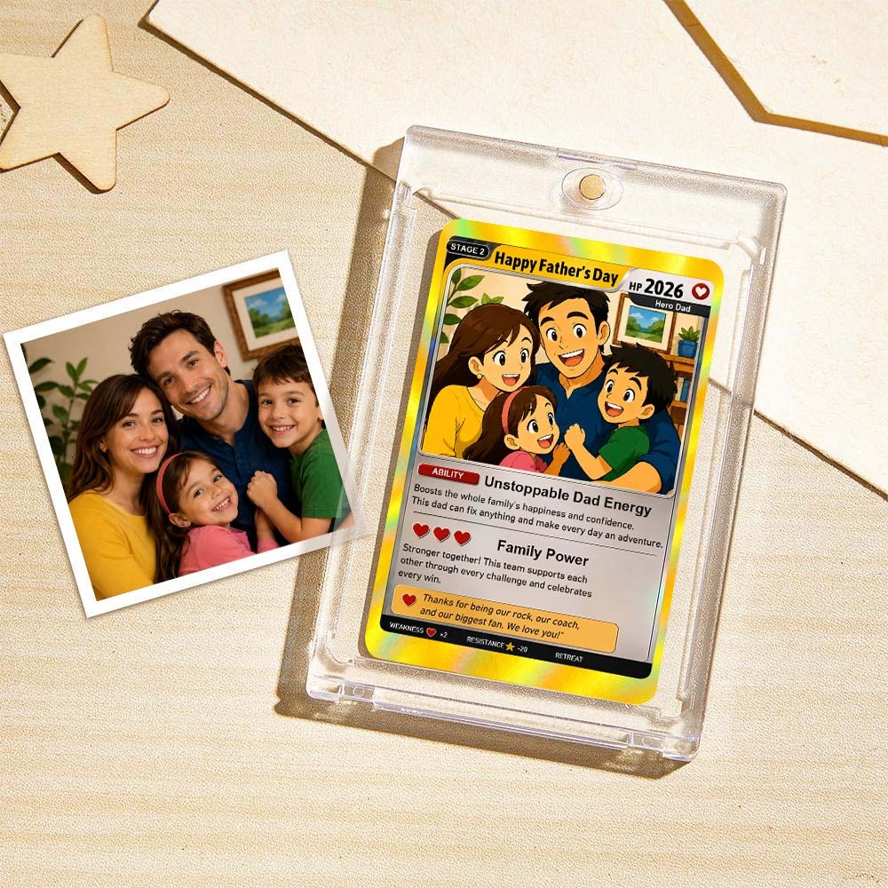 Cadeau De Carte à Collectionner Anime Happy Father’s Day Pour Papa, Carte De Collection Personnalisée Pour Fans D’anime, Cadeau Souvenir Personnalisé Pour La Fête Des Pères, Carte Pkm - MyFaceSocksFR