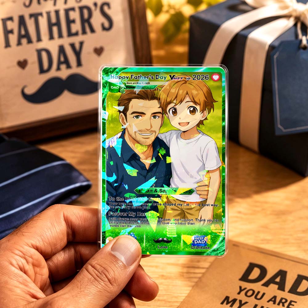 Carte Poke Personnalisée Pour La Fête Des Pères, Carte De Papa Poke Anime Personnalisée, Cadeaux De Joueur Des Enfants, Cadeau Pour Papa, Cadeaux Pour Fan De Poke