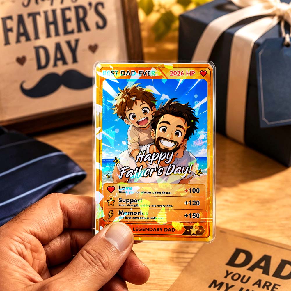 Carte Super Papa Personnalisée – Carte à Collectionner Photo Personnalisée Cadeau De La Fête Des Pères