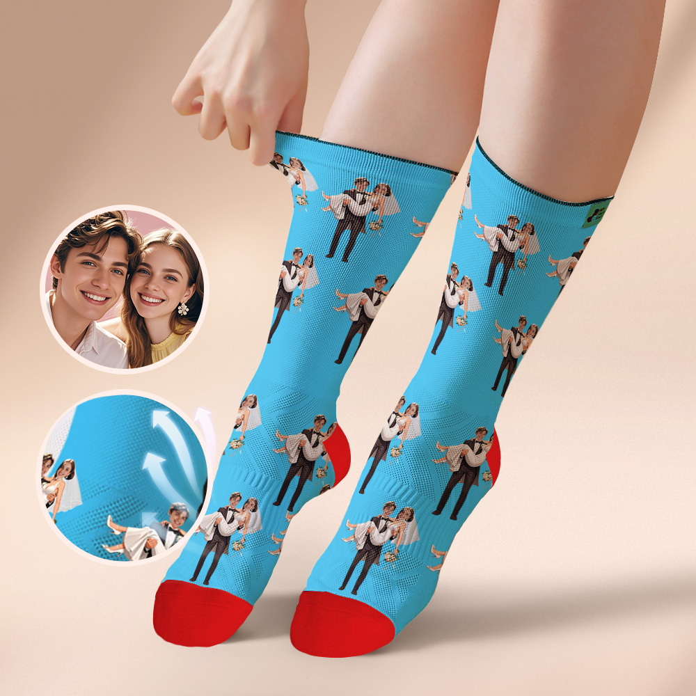 Cadeau De Couple Personnalisé Avec Votre Photo Chaussettes Photo Personnalisées Pour Anniversaire De Mariage Ou Cadeau De Fiançailles - MyFaceSocksFR
