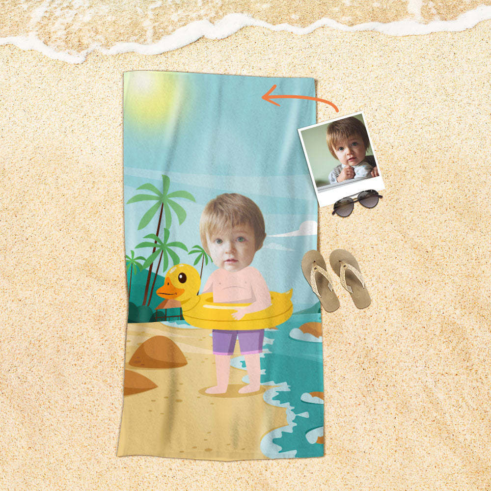 Serviette De Plage Visage Personnalisée Serviette De Plage Sirène Sexy Personnalisée Cadeau Drôle - MyFaceSocksFR