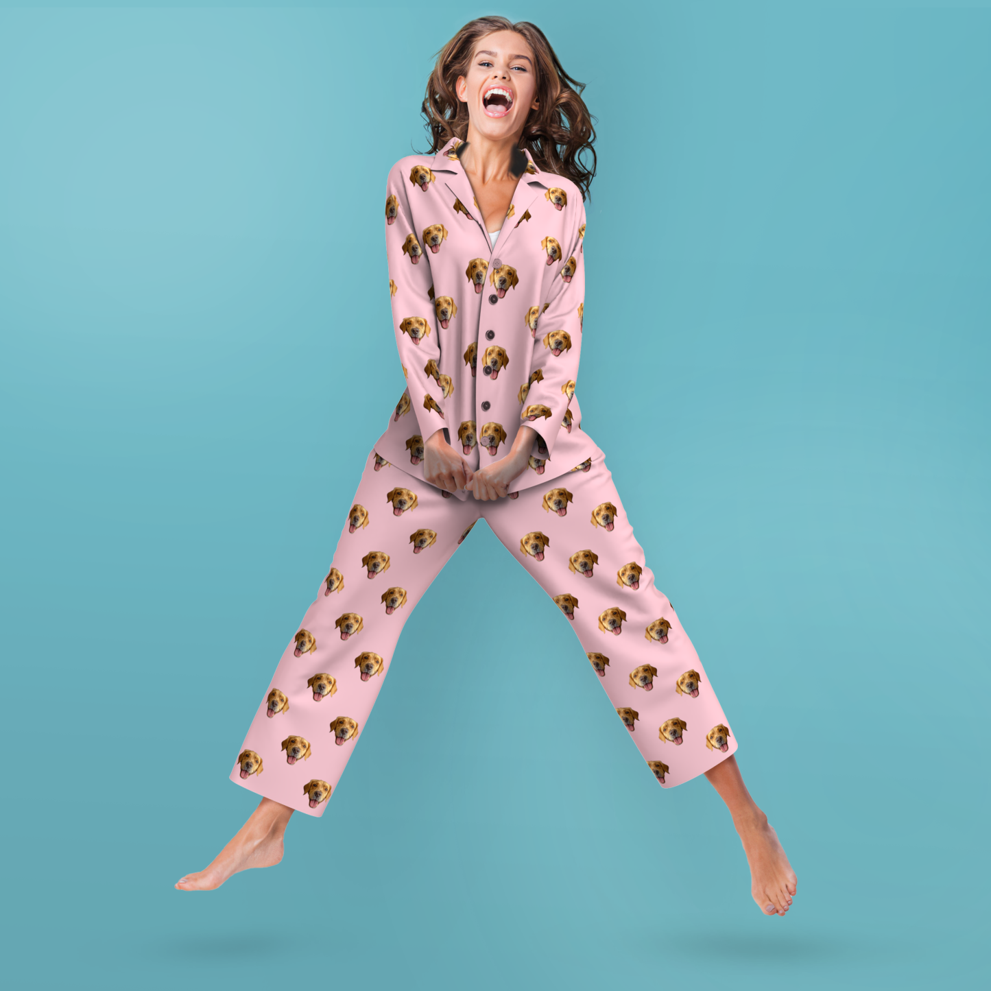 Pyjama Photo Visage Personnalisé Vêtements De Nuit Manches Longues Cadeaux Grands-parents Colorés - VisageChaussettes