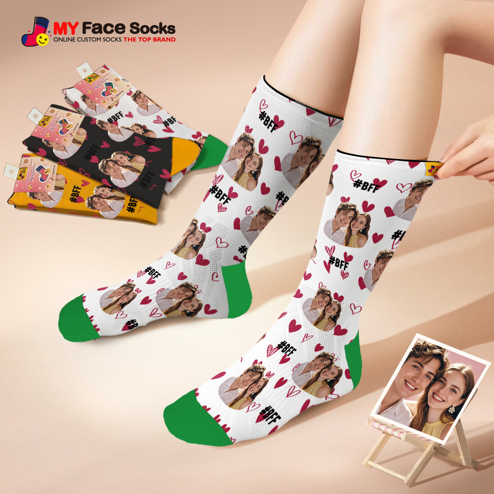 Cadeau De Couple Personnalisé Avec Votre Photo Chaussettes Photo Personnalisées Pour Anniversaire De Mariage Ou Cadeau De Fiançailles - MyFaceSocksFR