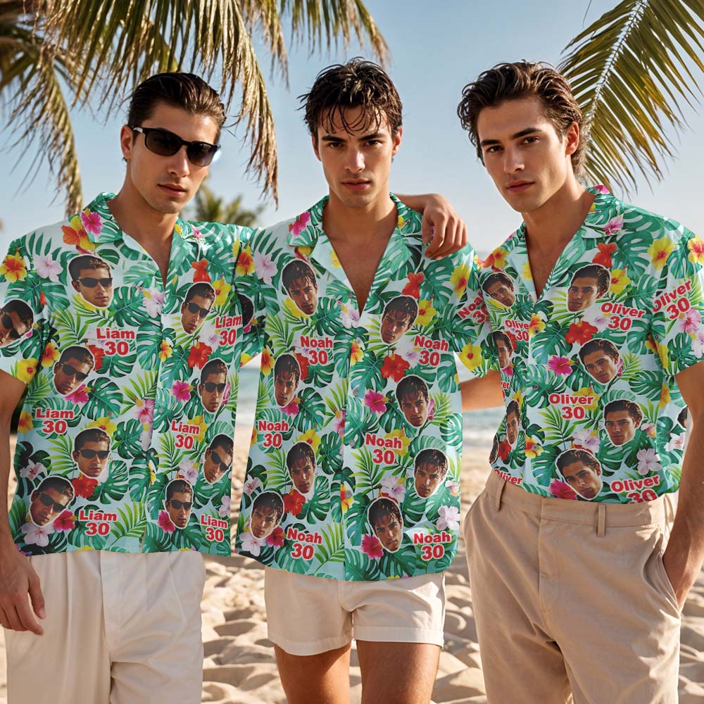 Chemise Hawaïenne Personnalisée Avec Photo De Visage, Cadeau D'anniversaire