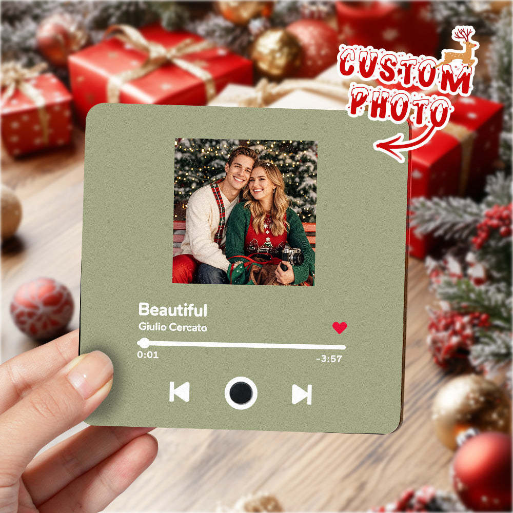 Aimant De Réfrigérateur Personnalisé Avec Album Photo Et Musique Spotify - Idée Cadeau De Noël Pour La Famille - MyFaceSocksFR