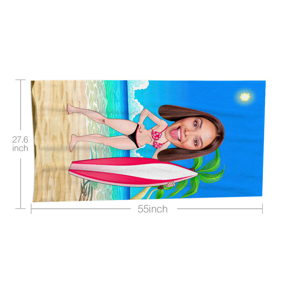 Serviette De Plage Visage Personnalisée Serviette De Plage Sirène Sexy Personnalisée Cadeau Drôle - MyFaceSocksFR